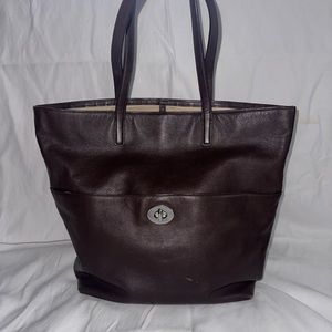 LIKE NEW COACH LEGACY TURNLOCK BROWN LEATHER TOTE HANDBAG